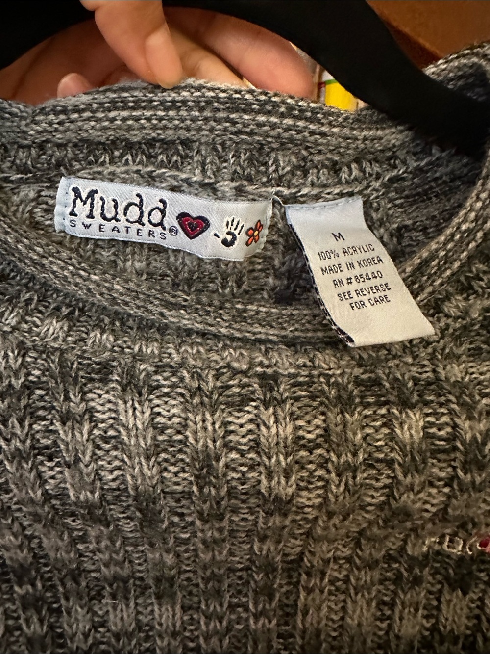 Vintage Mudd Gray Marled Ribbed Crewneck Sweater